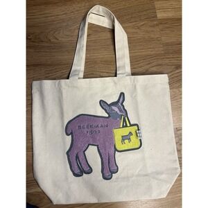 Beekman 1802 Baby Goat Tote Bag Goatie Purple Shopper Shopping NEW